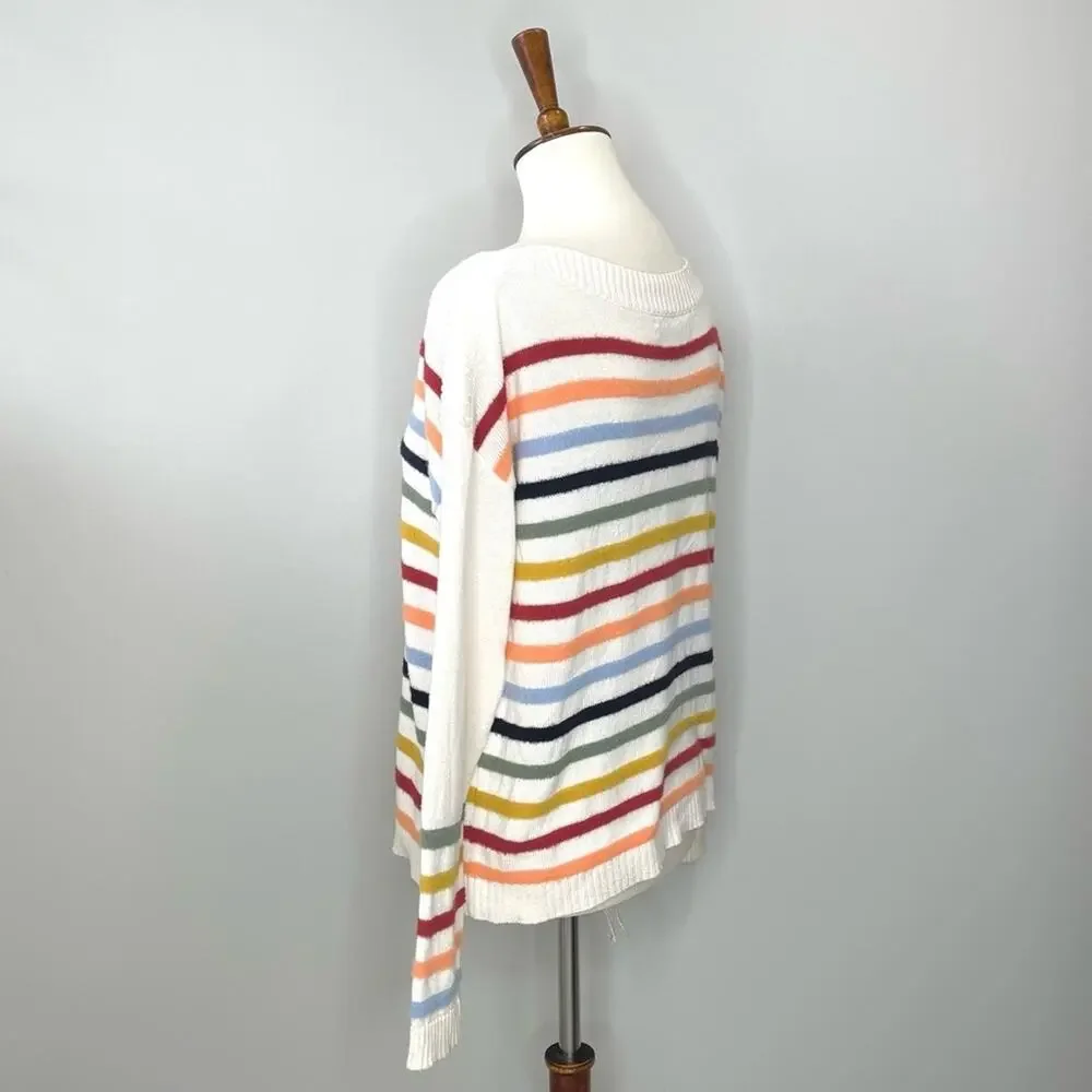 Loft Fuzzy Striped Sweater Women’s Size XS - Picture 4 of 9